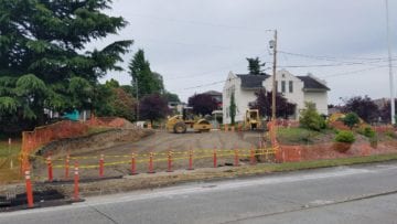 construction underway near Fairhaven Branch Library