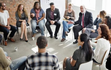 People participating in a group discussion