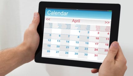 calendar on a tablet