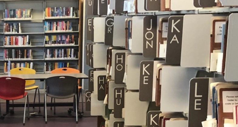 library holds shelf