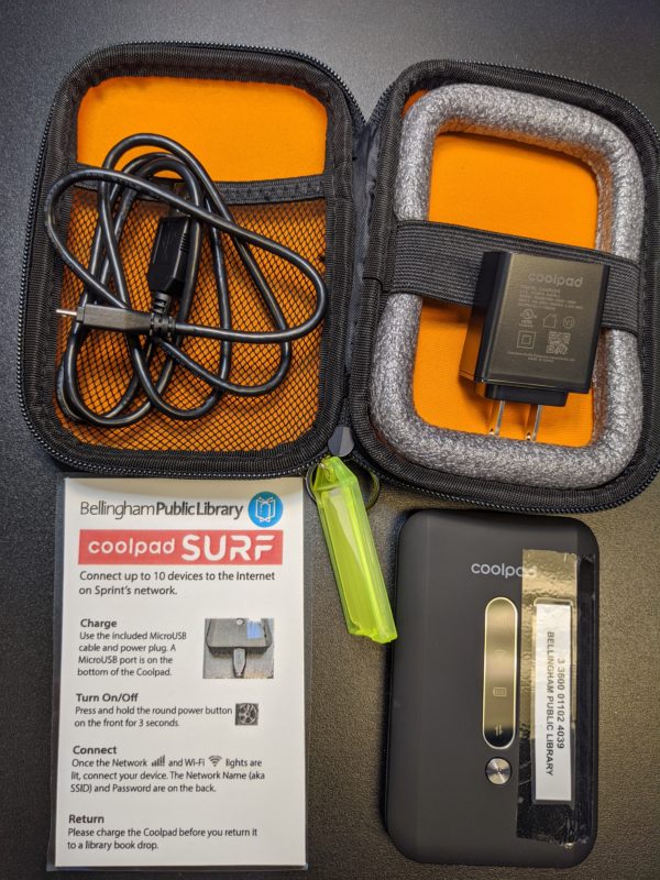 Contents of a Coolpad Surf Wi-Fi Hotspot kit